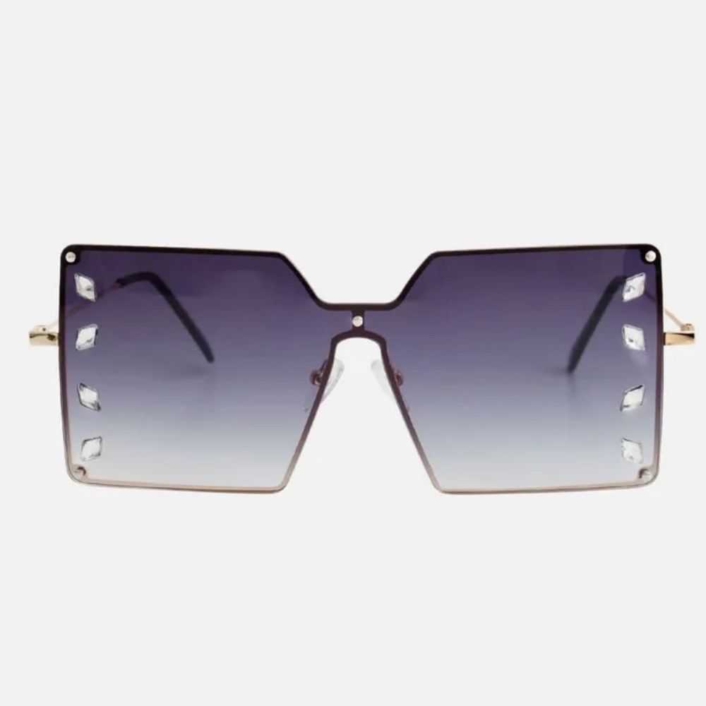 🔥BLING🆕BLACK SQUARE RHINESTONE SUNGLASSES